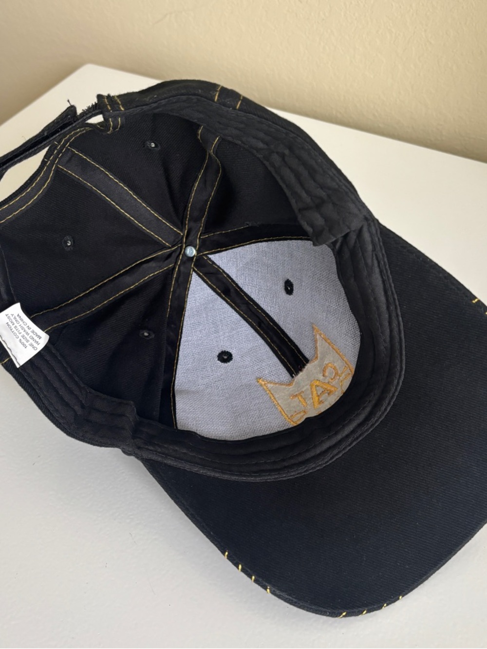 CAT Scale Denim Ball Cap Black/Yellow StrapBack Vintage EUC - Picture 6 of 8